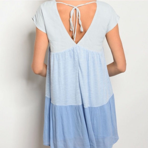 ONLY 1 LEFT Color block blue ombre swing dress - Picture 3 of 3